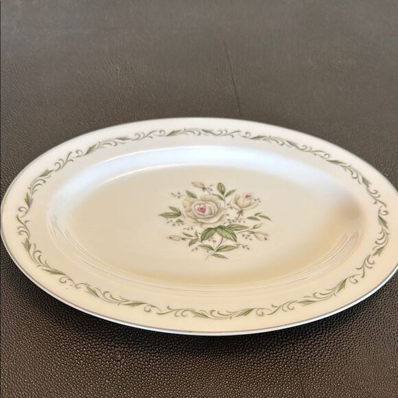 Diamond China Romance Cream and Green Floral Dinnerware Serving Plate - Picture 1 of 6